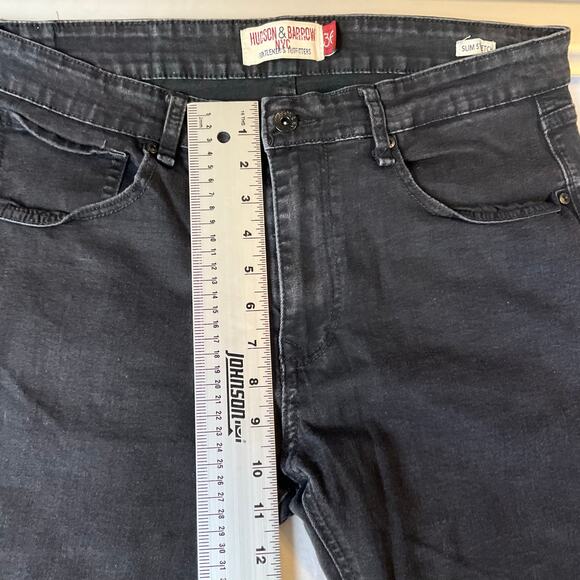 Hudson & Barrow NYC Men Slim Jeans size 36 x 32 Black Mid Rise Stretch Boot Cut - Picture 5 of 11